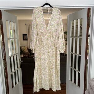 Topshop Pastel Floral Long Sleeve Dress